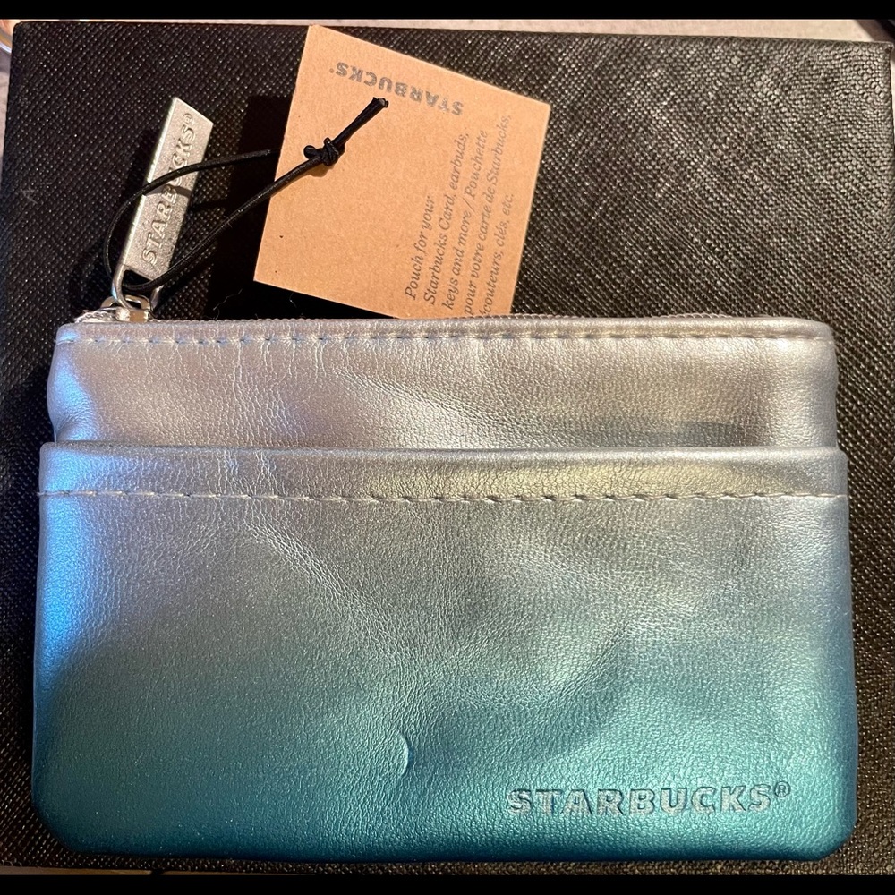 Starbucks Zip Card Case Coin Purse Keyring Keychain, NWT.